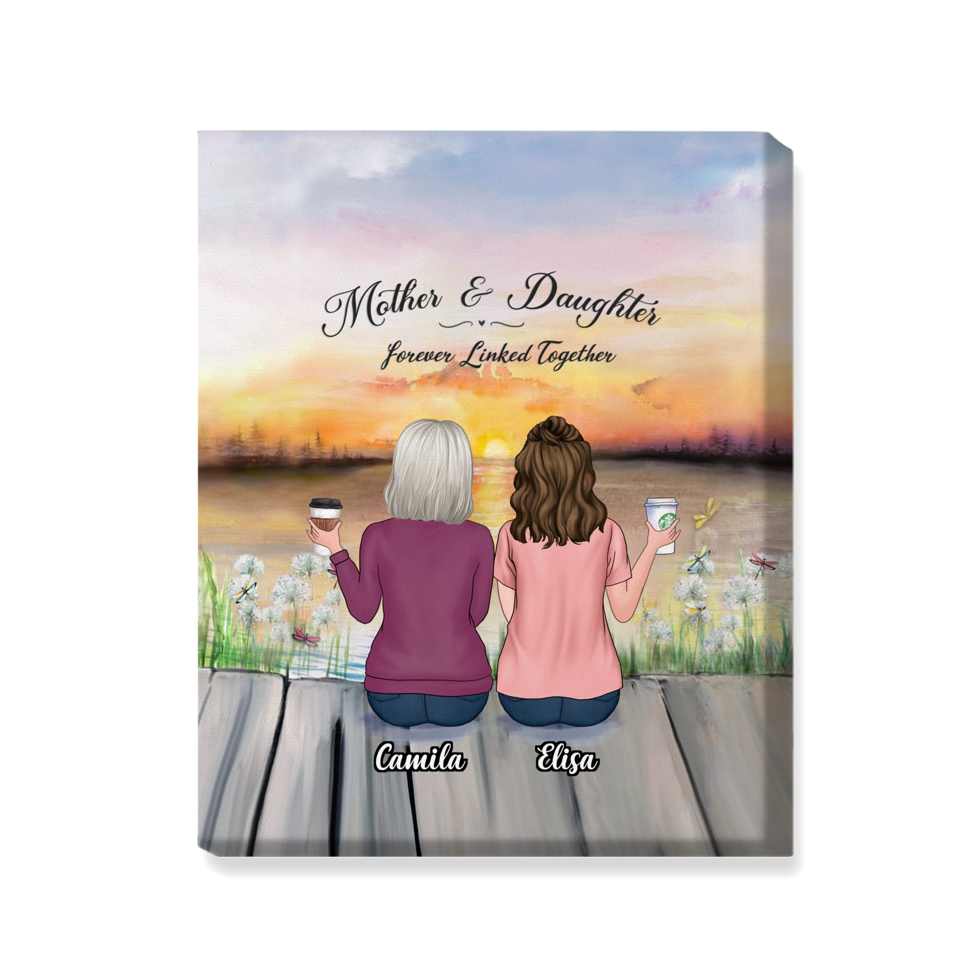 Custom Mom Wrapped Canvas - Personalized Mother Daughter Gift with Name & Design - Unique Mother's Day, Christmas & Birthday Present - Heartwarming Art for Home Decor & Special Occasions