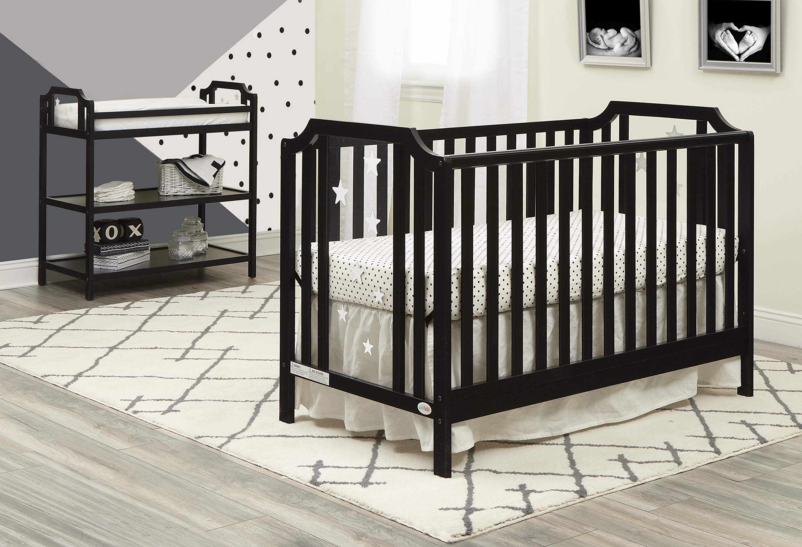 Celeste Baby Changing Table with Storage - Black Nursery Furniture for Diaper Changing & Organization | Perfect for Newborns & Toddlers