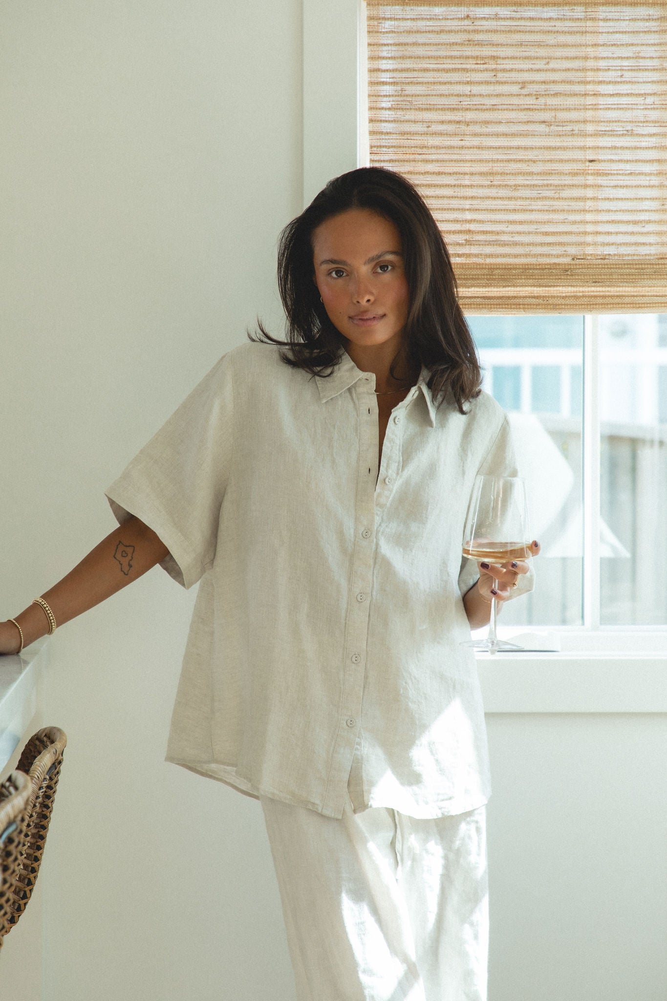 Women's Capri Linen Short Sleeve Button Down Shirt | Breathable Summer Blouse | Perfect for Beach Vacations & Casual Outings