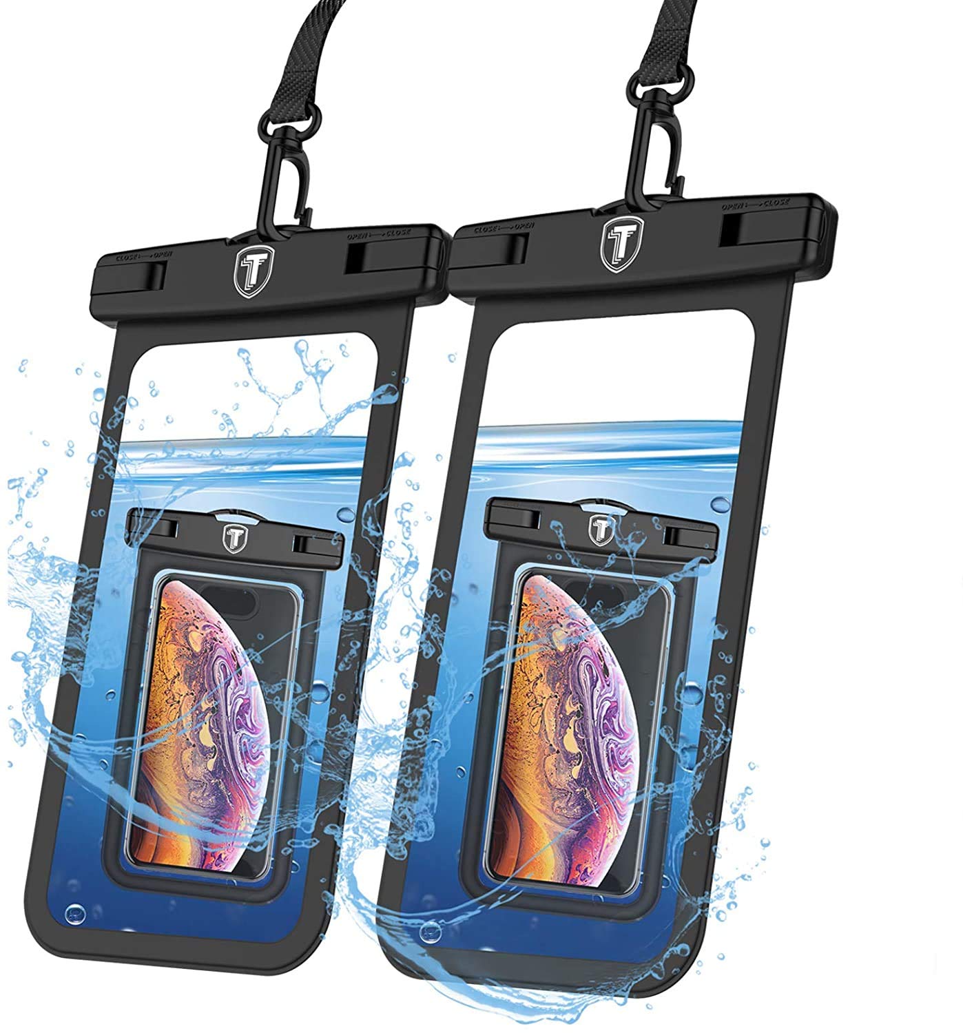 Waterproof Phone Pouch for Samsung Galaxy S25 Ultra/S24+/S23/S22/S21 FE/Note 20 & iPhone 16 Pro Max - IPX8 Dry Bag Case [2-Pack, Black] - Perfect for Swimming, Beach, Kayaking and Outdoor Activities