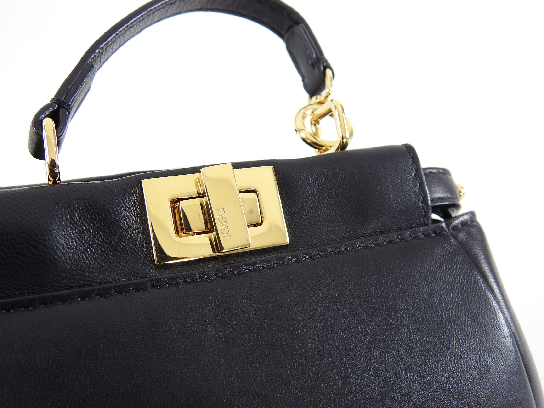 Fendi Black Micro Mini Peekaboo Leather Crossbody Bag for Women - Luxury Designer Handbag Perfect for Parties, Dates & Night Out