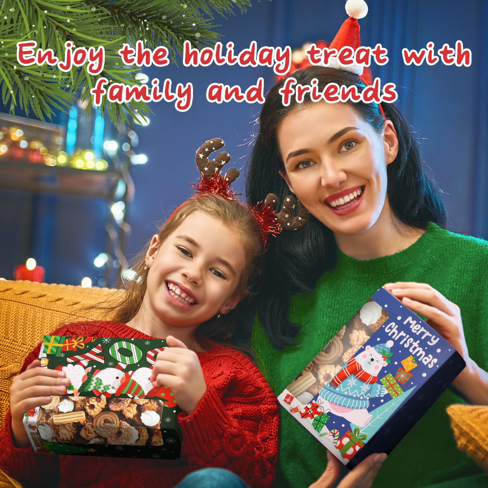 27 Pcs Christmas Cookie Boxes with Window - Bulk Holiday Bakery Gift Boxes with Lids for Cookies, Candy & Pastries | Perfect for Christmas Gifts, Party Favors & Festive Treat Packaging