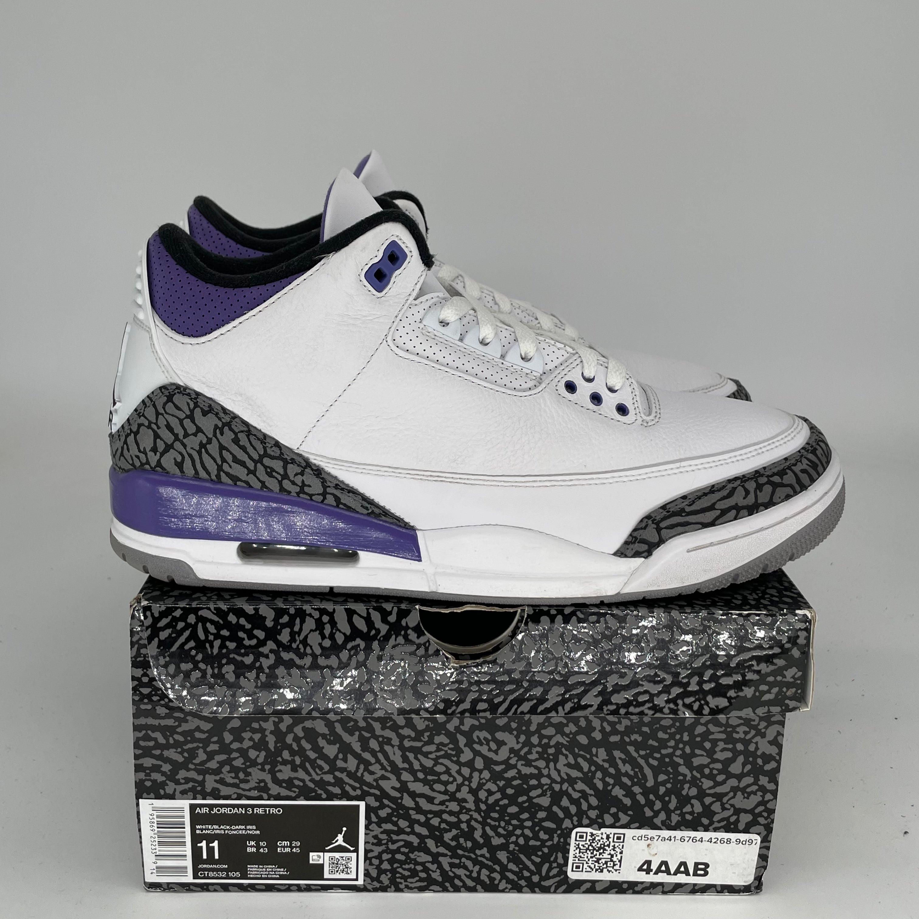 AIR JORDAN 3 DARK IRIS Men's Basketball Shoes Size 11 - CT8532 105 | Retro Sneakers for Running, Gym & Streetwear Fashion
