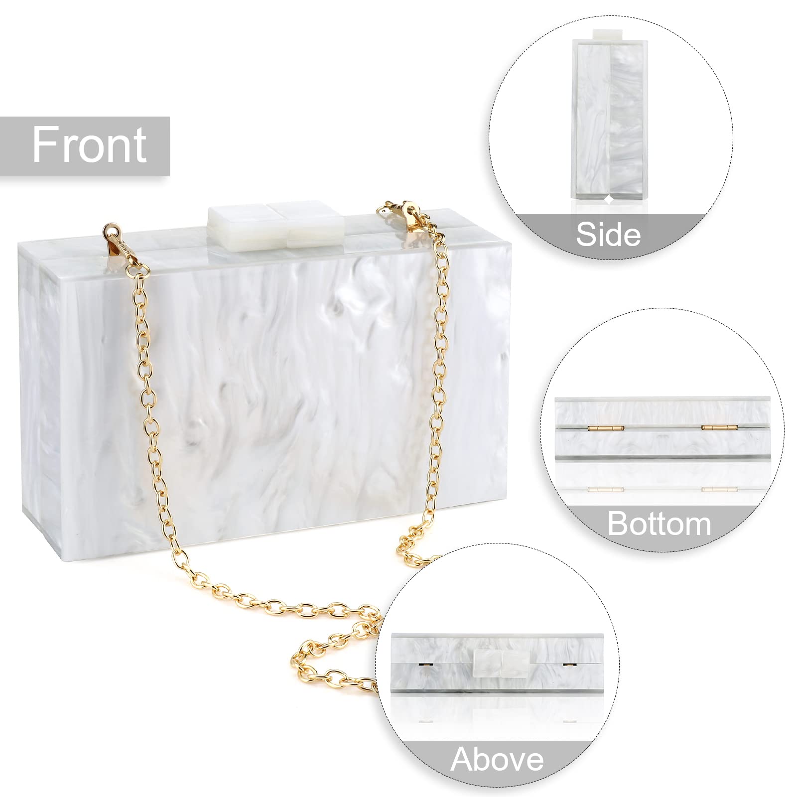 Elegant Marble Acrylic Clutch Purse for Women - Stylish Crossbody Evening Bag for Banquet, Party & Special Occasions