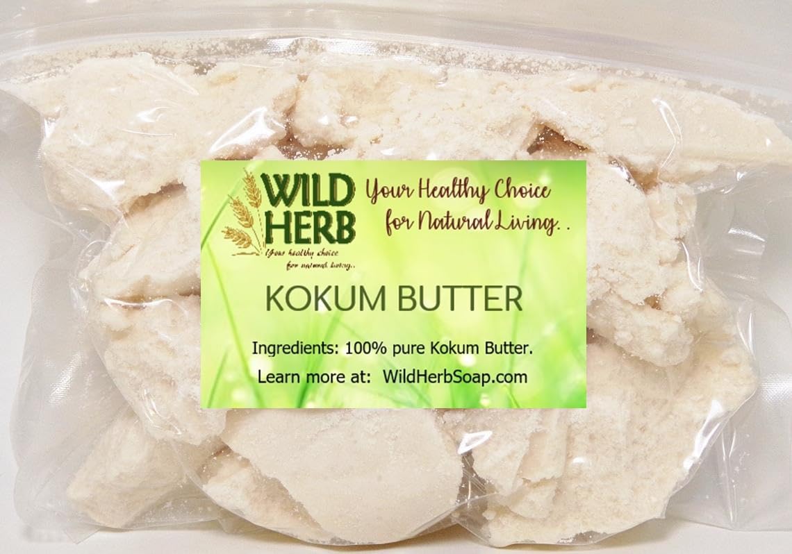 Pure Wild Herb Kokum Butter - 2 LBS (32 oz) for Skin Care, Hair Treatment & Natural Cosmetics | USDA Organic, Unrefined, Vegan-Friendly | Perfect for DIY Lotions, Balms & Soap Making