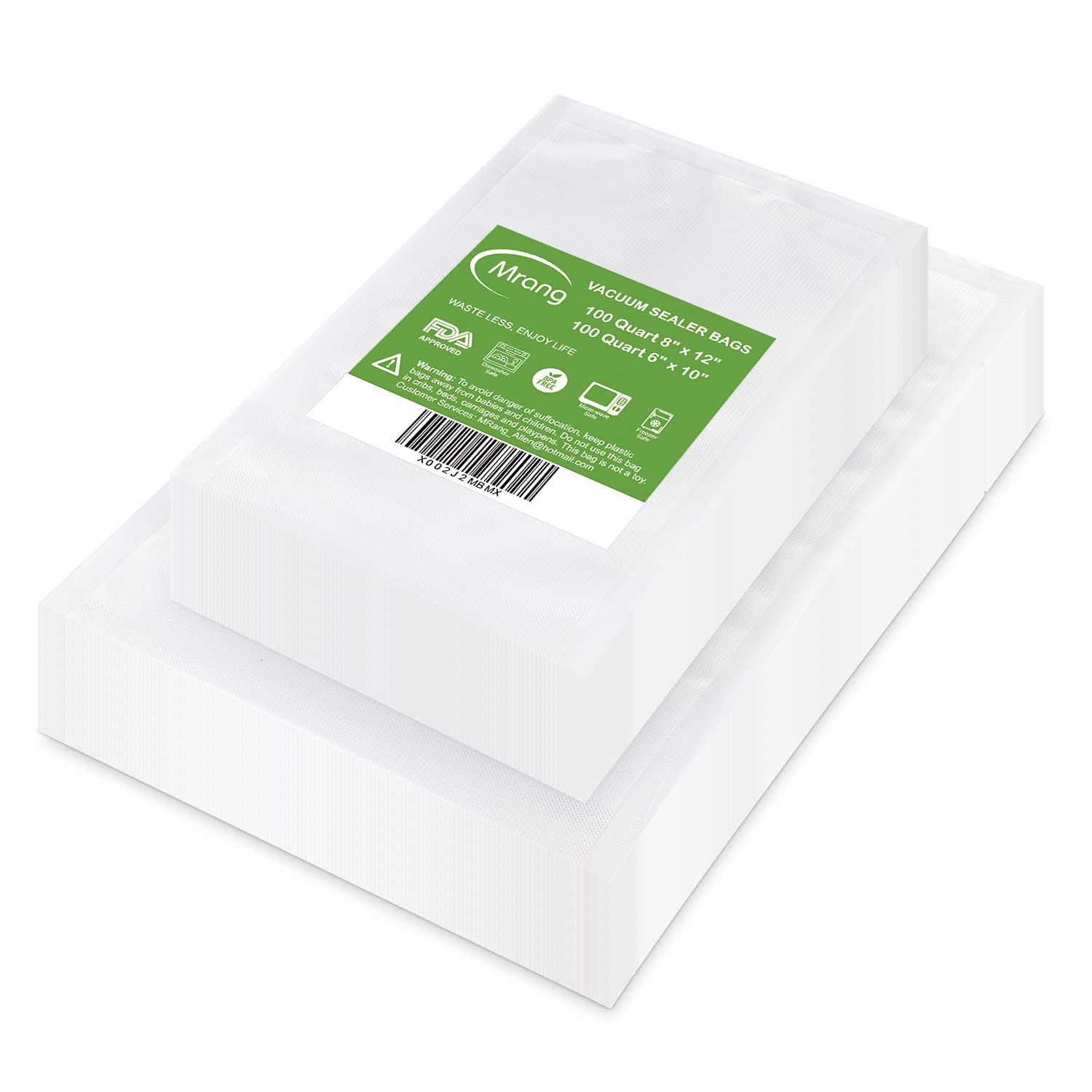 Premium BPA-Free Vacuum Sealer Bags - 100 Quart 8x12 Inch + 100 Quart 6x10 Inch Heavy Duty Food Storage Bags for Vacuum Sealers | Ideal for Meal Prep, Sous Vide, Long-Term Food Preservation & Commercial Use