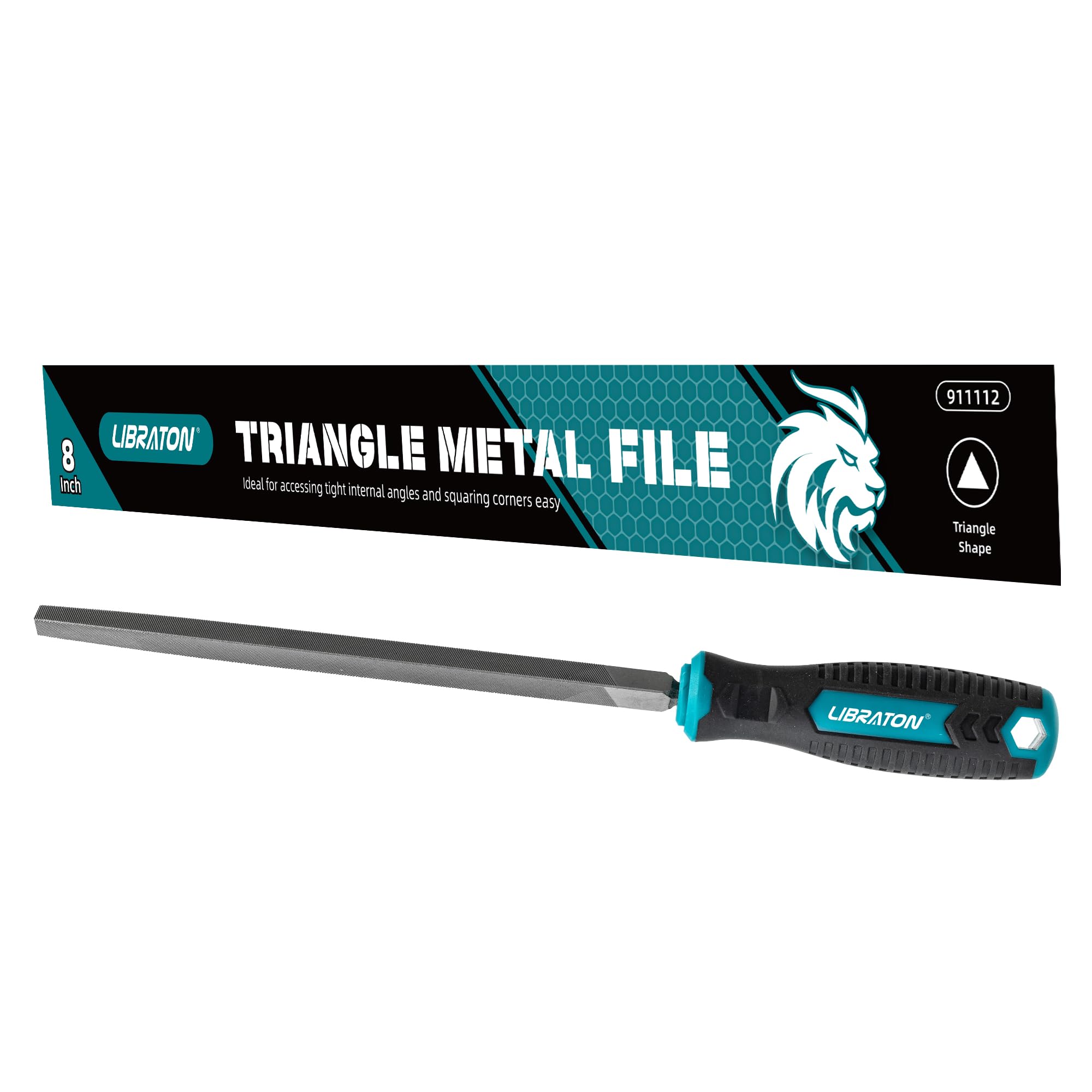 8-Inch Triangle Metal File - High Carbon Steel File with Ergonomic Handle for Metalworking, Wood & Plastic | Professional Hand File for Refining, Shaping & Scraping | Ideal for DIY Projects, Automotive Repair & Crafting
