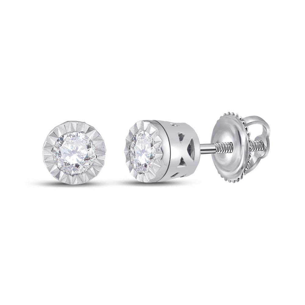 10K White Gold Women's Round Diamond Stud Earrings 1/4 Carat Total Weight (CTTW) - Perfect for Weddings, Anniversaries & Everyday Elegance