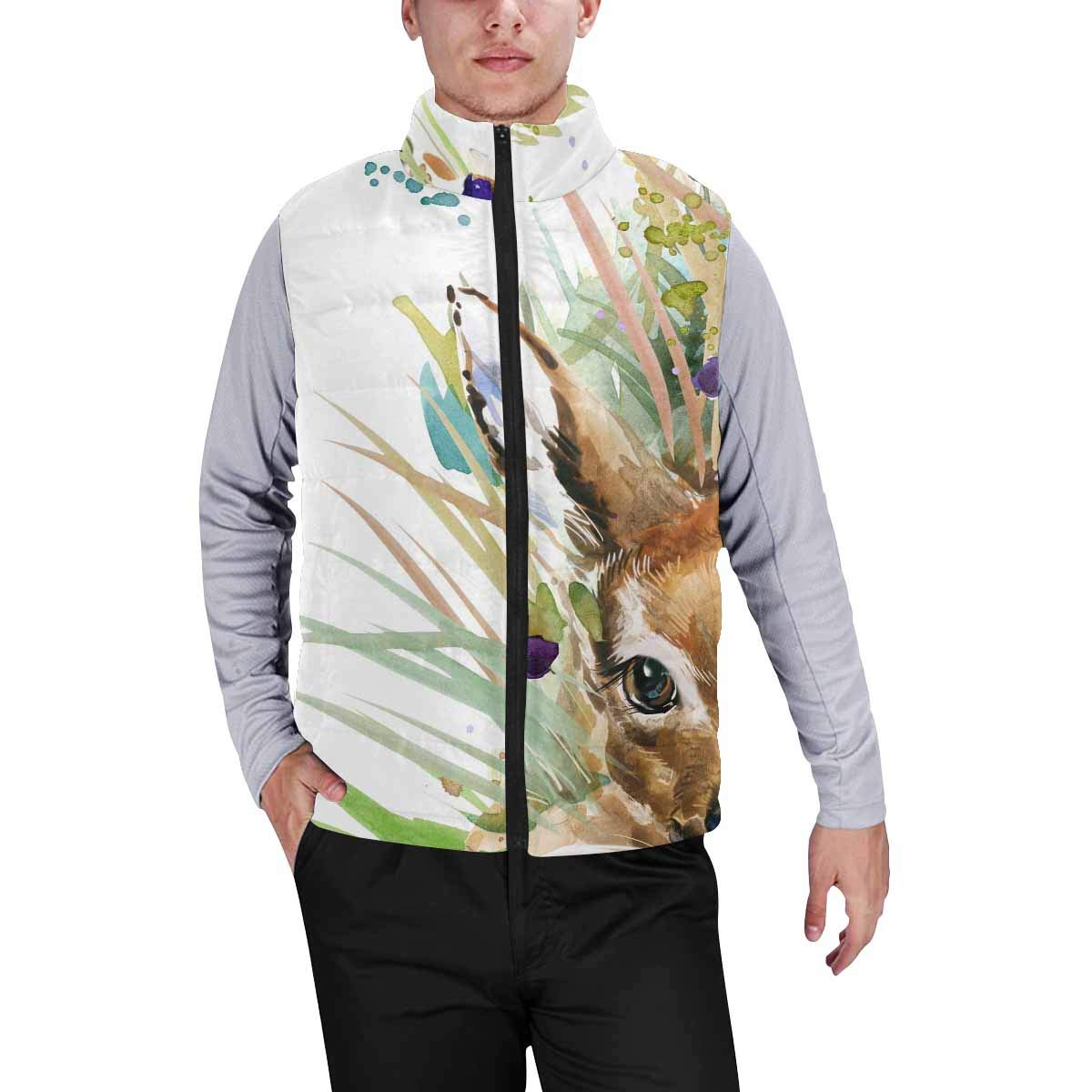 InterestPrint Men's Winter Warm Padded Puffer Vest - Cute Easter Bunny & Egg Print - Lightweight Insulated Outdoor Jacket for Hiking, Camping & Casual Wear