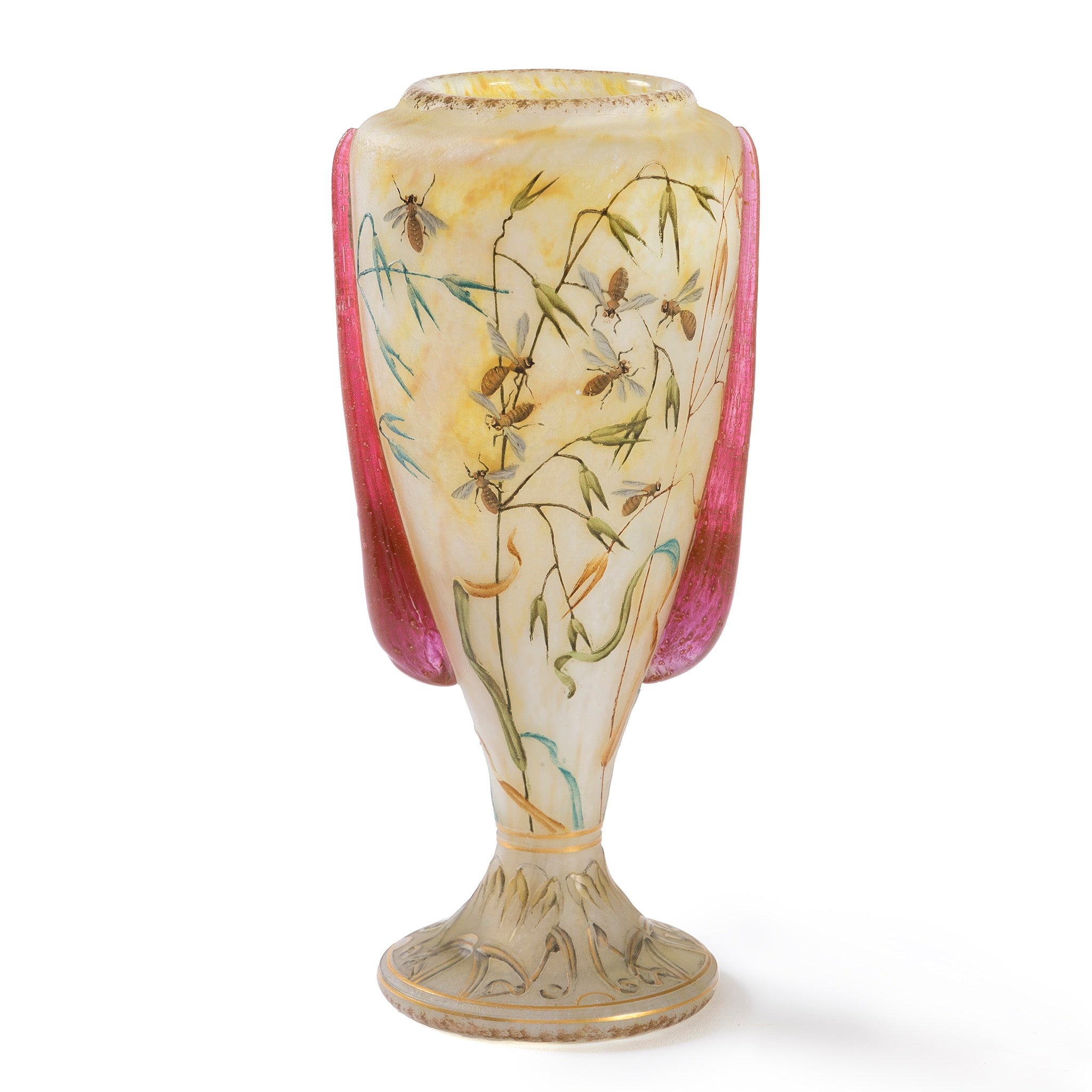 Daum Nancy Avoine and Bees Vase - Handcrafted French Art Glass Vase for Home Decor, Wedding Centerpiece & Luxury Gift