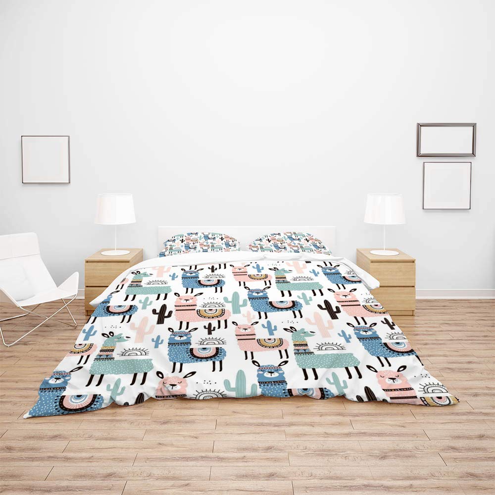LifeCustomize Cactus Llama Duvet Cover Set - 2 Piece Kids Bedding with Pillowcase, Twin Size Comforter Cover for Boys & Girls - Perfect for Nursery, Kids Room Decor and Cozy Bedtime