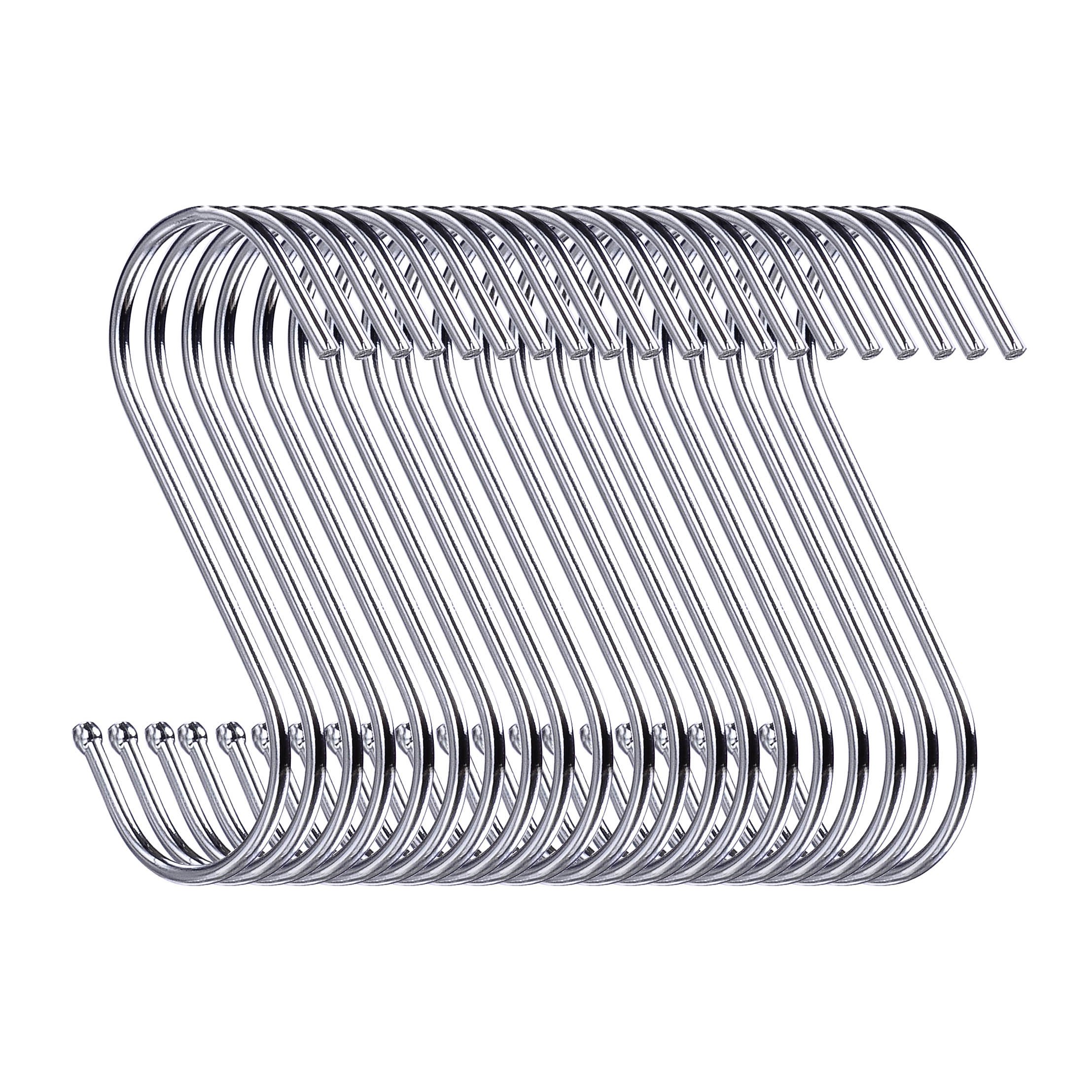 D-BUY 80 Pack Heavy Duty 3.5 Inch S Hooks - Silver Metal Hanging Hooks for Plants, Lights, Cups & Home Organization - Perfect for Kitchen, Bathroom, Bedroom & Office - Ideal for Indoor & Outdoor Use, Wall Decor & Storage Solutions