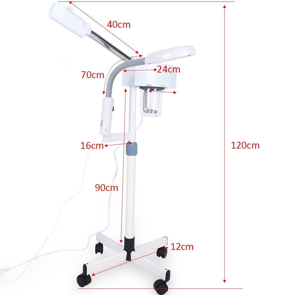5X Magnifying Facial Steamer Lamp with Humidifier - Professional Spa LED Floor Lamp for Skin Care, Beauty & Cosmetology | Perfect for Home Salon, Facial Treatments & Skin Hydration Therapy