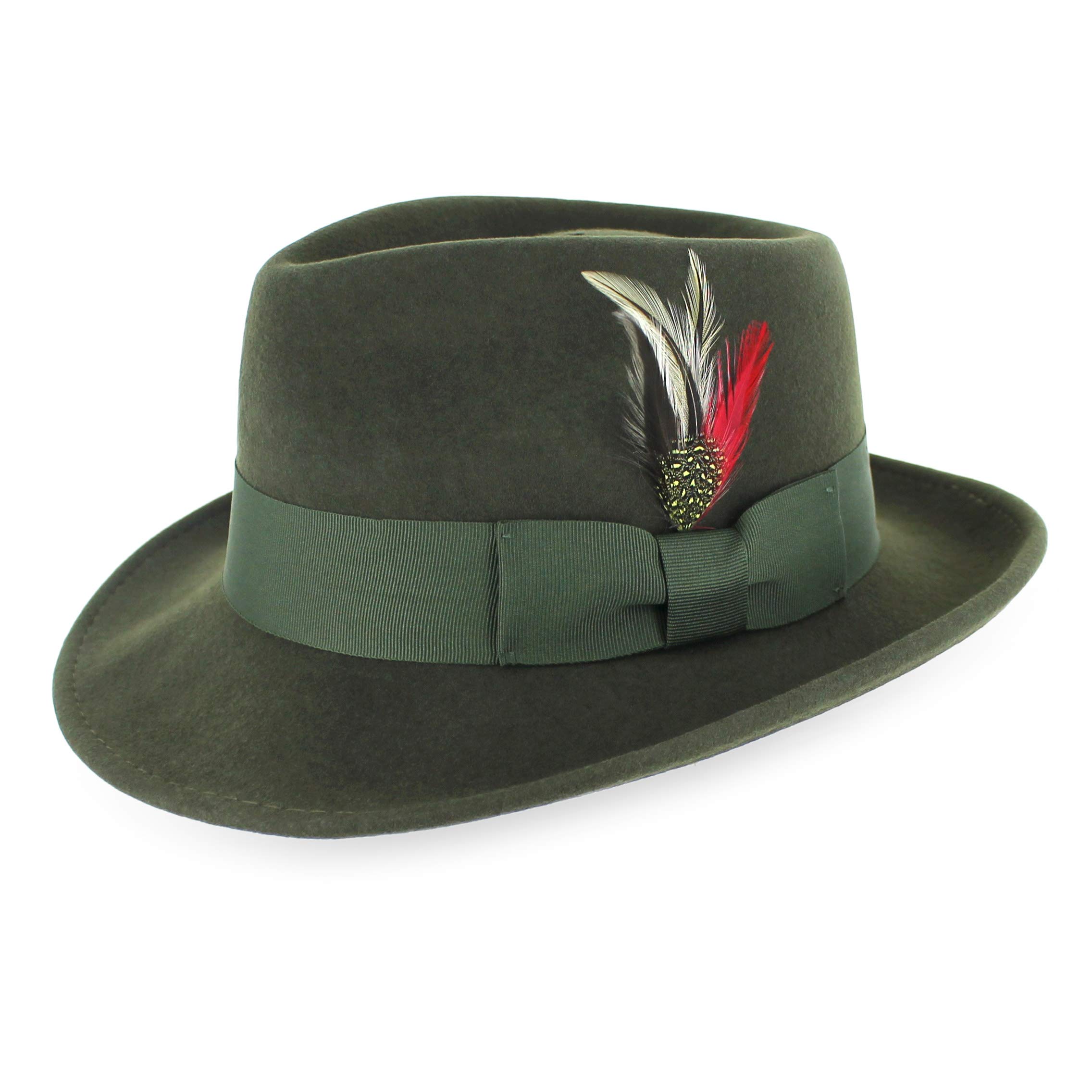 Crushable Wool Fedora Hat for Men - Stain Resistant, Black/Grey/Navy/Brown - Perfect for Outdoor & Casual Wear