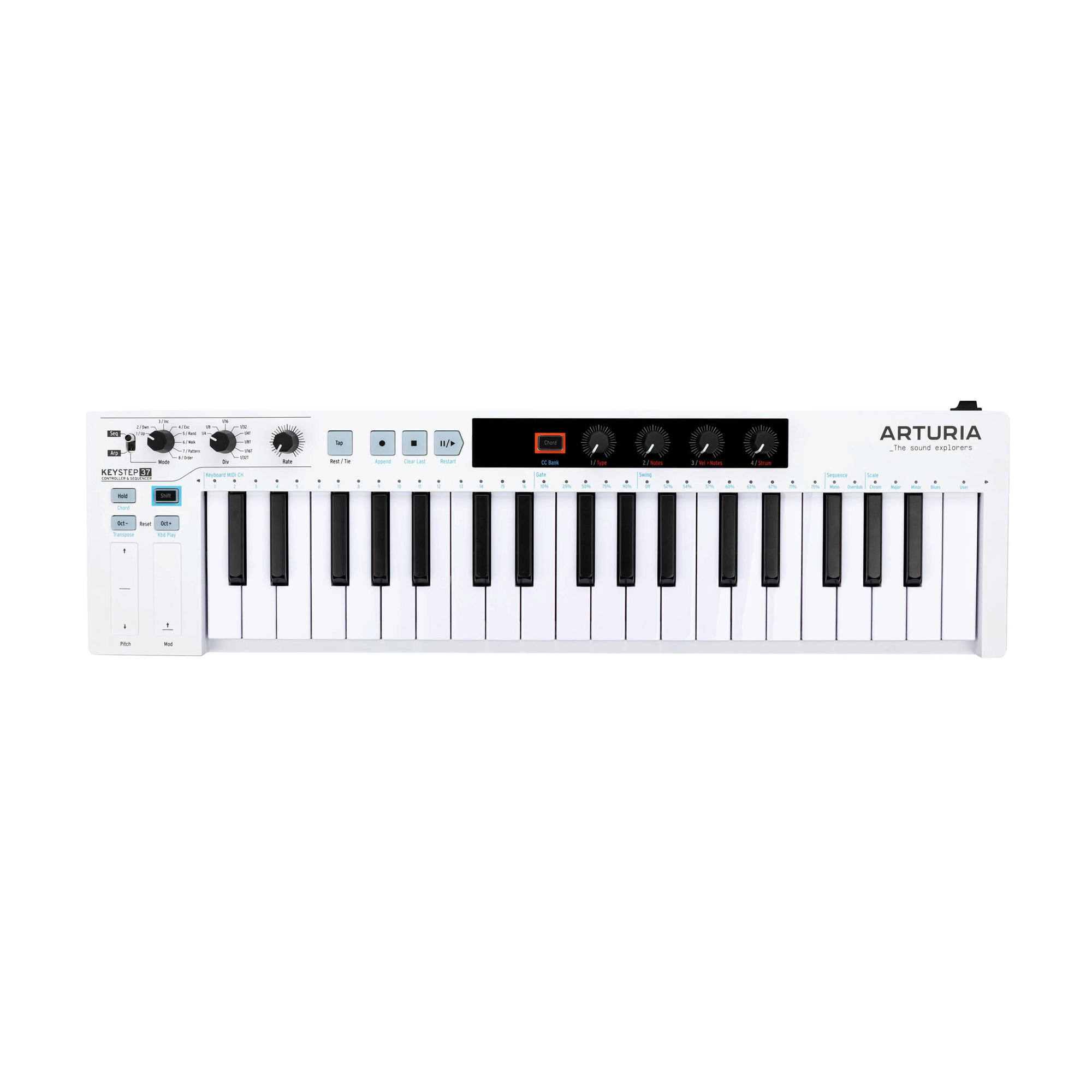 Arturia Keystep 37-Key MIDI Controller & Sequencer - White | Compact Keyboard for Music Production, Live Performance & Studio Recording