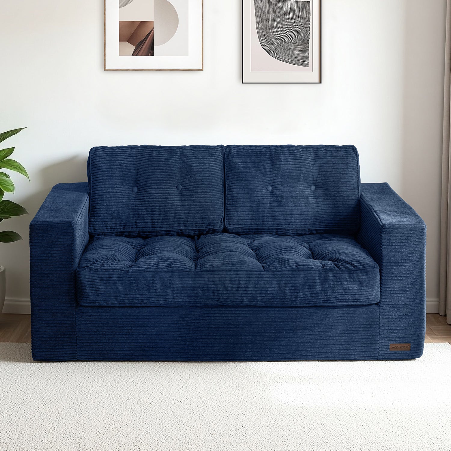 MAXYOYO Large Bean Bag Chair Sofa in A Box - Navy Blue Comfortable Lounger for Bedroom, Living Room & Game Room - Perfect for Relaxing, Reading & Movie Nights