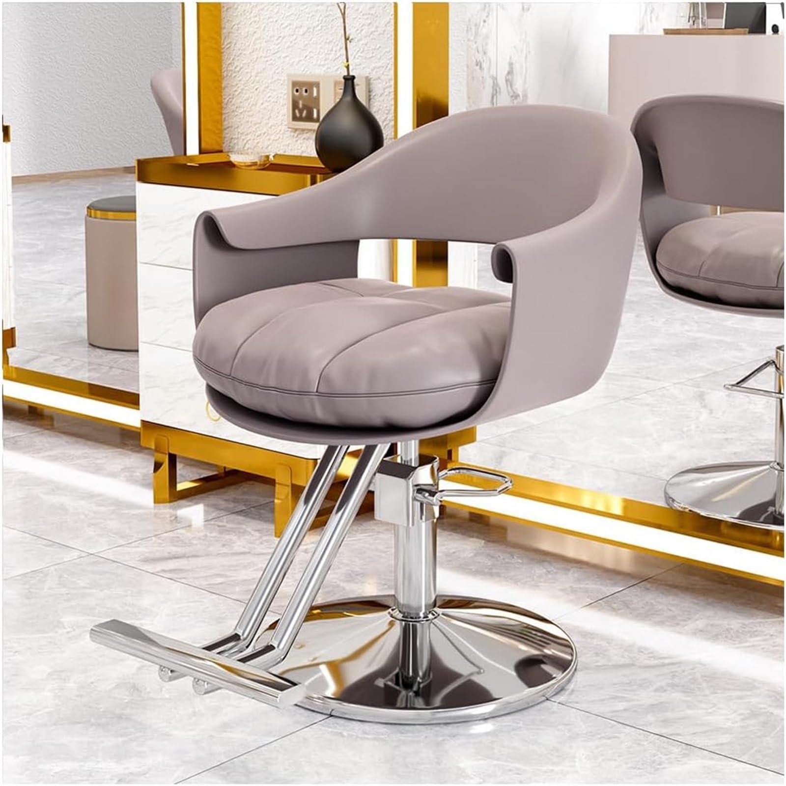 Professional Hydraulic Barber Chair for Hair Stylists - 360° Swivel Salon Chair with Adjustable Height, Grey - Perfect for Home Barber Shops, Beauty Salons & Hair Styling Studios