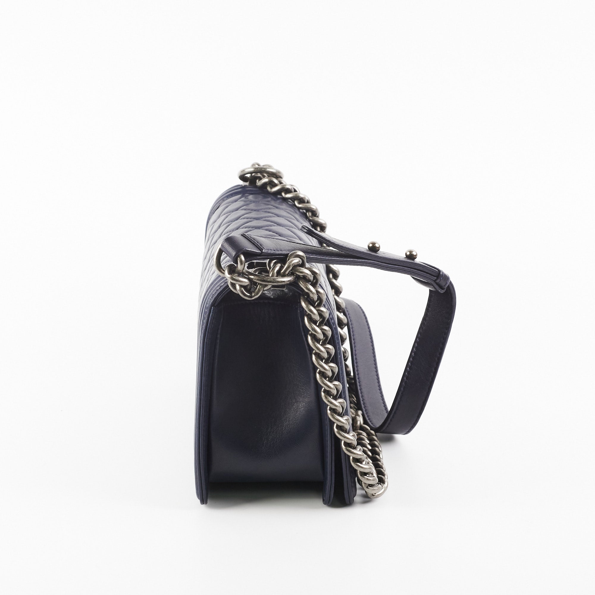 Chanel Navy Old Medium Boy Shoulder Bag - Luxury Leather Crossbody Purse for Women, Fashionable Everyday Handbag for Work, Party & Travel