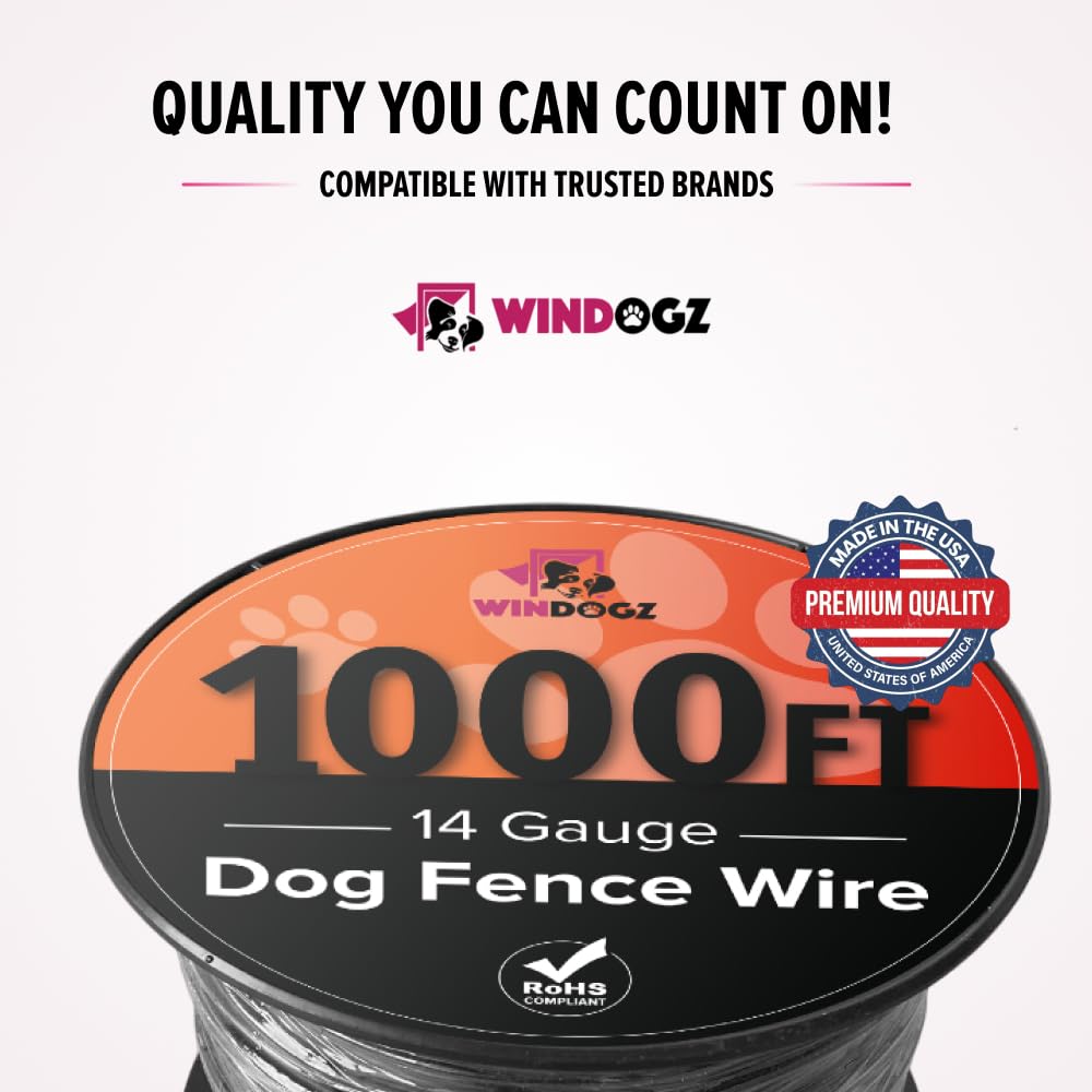 14 Gauge 1000 ft Electric Dog Fence Wire - Professional Grade Underground Pet Containment System for 1 Acre Coverage | Durable & Easy Installation | Compatible with Major Brands | Perfect for Backyard, Farm & Large Property Pet Safety