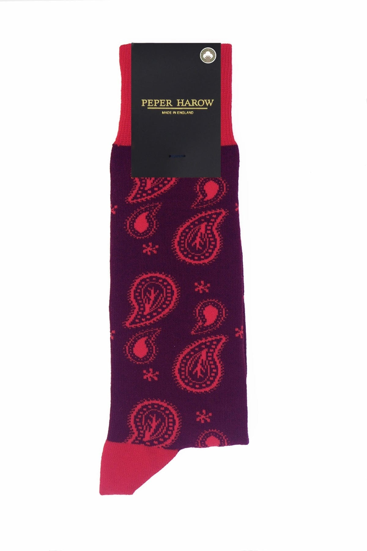Organic Cotton Paisley Men's Socks - Burgundy Red | Comfortable & Breathable for Casual Wear, Work & Outdoor Activities