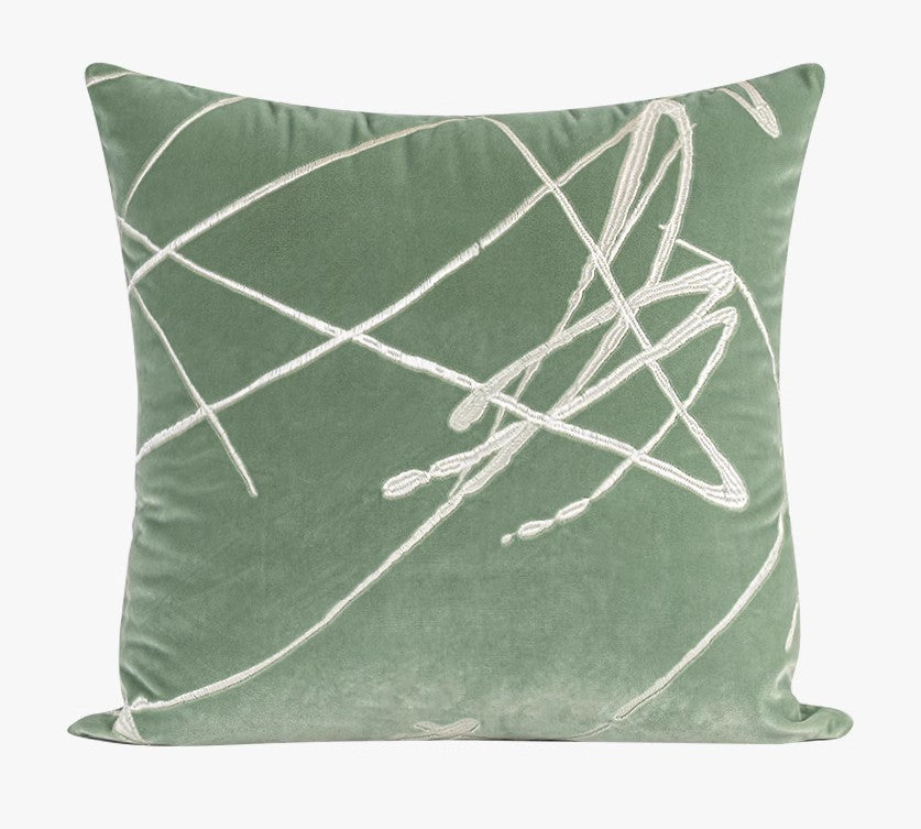 Modern Abstract Green Throw Pillow Set - Contemporary Decorative Cushions for Sofa & Living Room - Large Accent Pillows for Home Decor, Bedroom, Lounge & Office Spaces