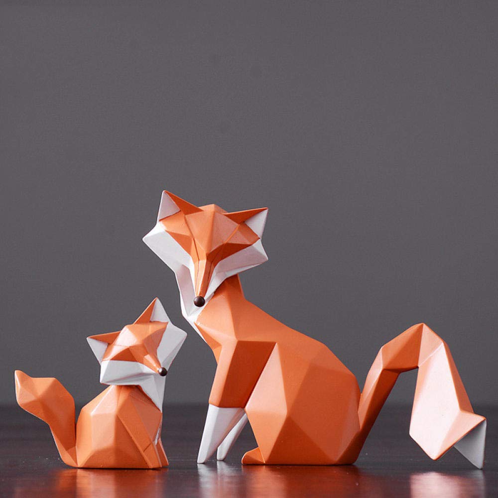 Modern Nordic Abstract Geometric Fox Statue - Large Resin Animal Sculpture for Office & Home Decor | Desktop Ornament, Gift Idea for Animal Lovers