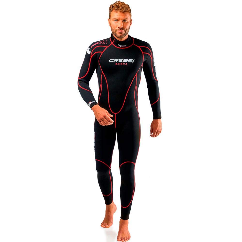 Cressi Maya 2.5mm Neoprene Wetsuit for Scuba Diving & Snorkeling - Black/Red, Size L - Warm Water Protection for Men & Women