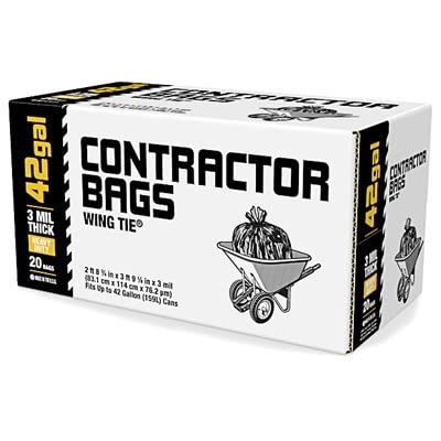 BERRY GLOBAL Heavy Duty Contractor Trash Bags - 30 Gallon Large Black Garbage Bags for Construction, Yard Waste & Home Cleaning | Durable & Leak Proof