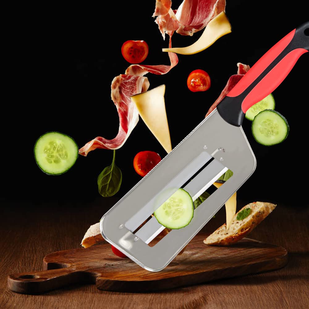 Premium Cabbage Slicer & Onion Chopper - Dual Blade Vegetable Slicing Knife with Fish Scale Cleaner for Kitchen - Perfect for Salad Prep, Stir Fry Cooking & Seafood Cleaning