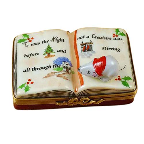 Rochard Limoges Christmas Box - 'Twas The Night Before Christmas Book - Holiday Collectible Gift for Home Decor & Christmas Tree Ornament