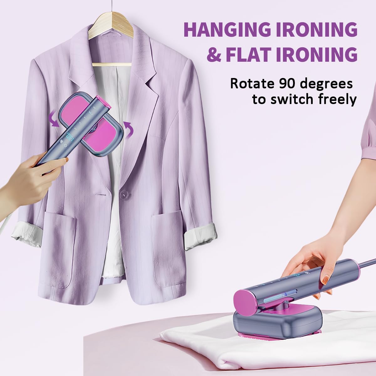 Portable Handheld Clothes Steamer - 1200W Fast Heating Garment Steamer for Wrinkles, 1-Second Heat-Up, AI Fabric Detection, Anti-Drip Technology - Perfect for Travel, Home & Office Use