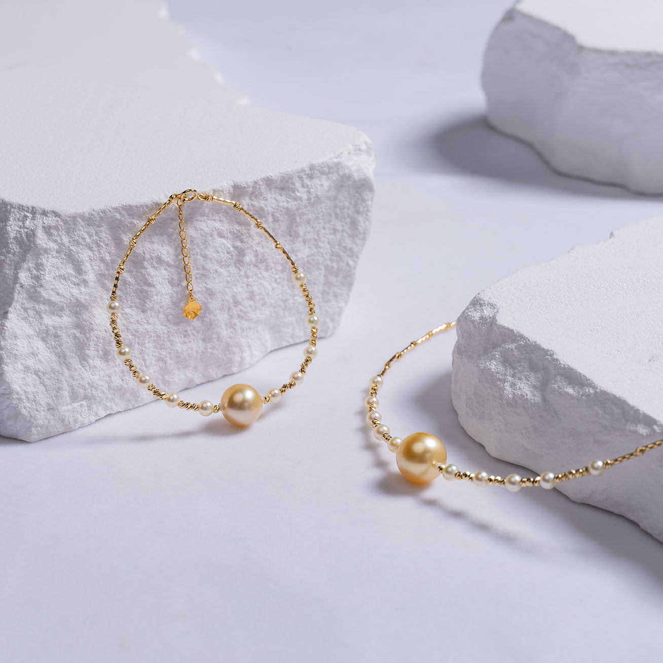18K Solid Gold Saltwater Pearl Bracelet KB00019 | Elegant Women's Jewelry Gift for Wedding, Anniversary & Special Occasions | Perfect for Bridal, Party & Formal Events