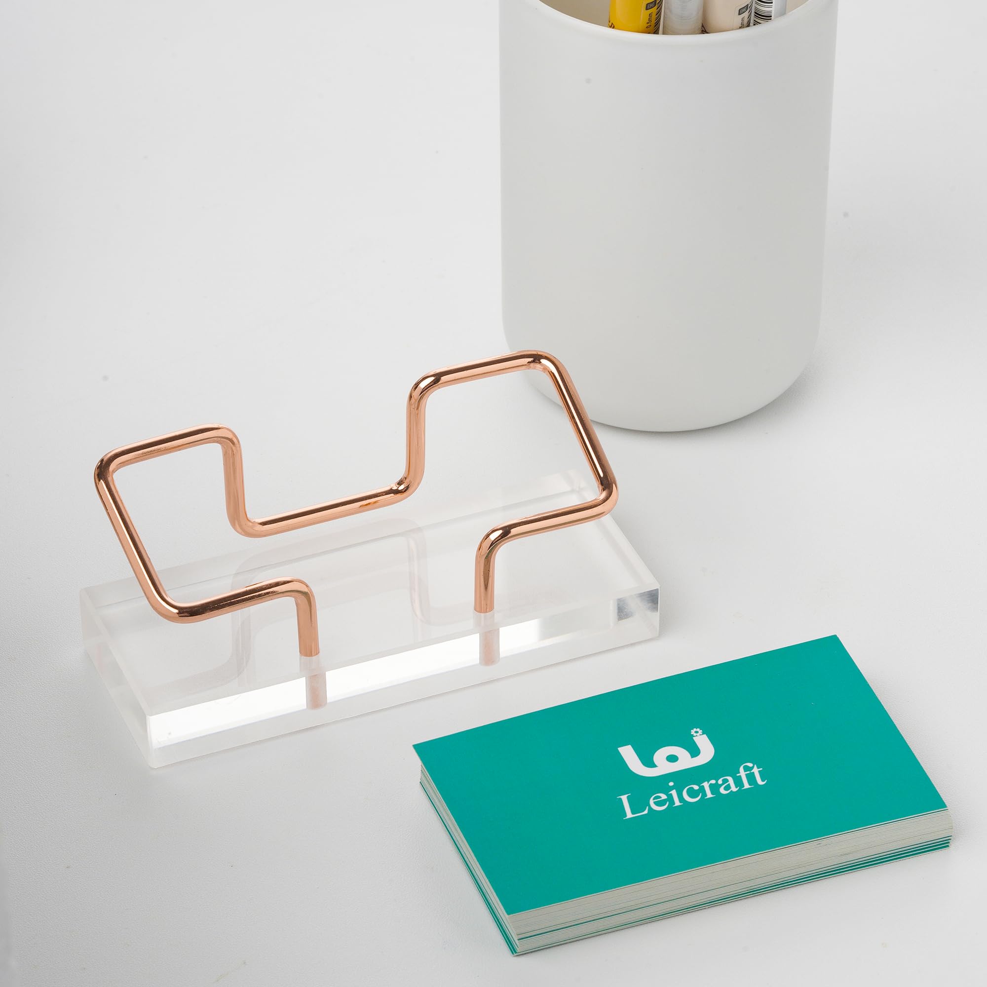 Premium Acrylic Business Card Holder for Desk - Sleek Silver Card Organizer for Office Professionals | Perfect for Networking, Meetings & Executive Desks