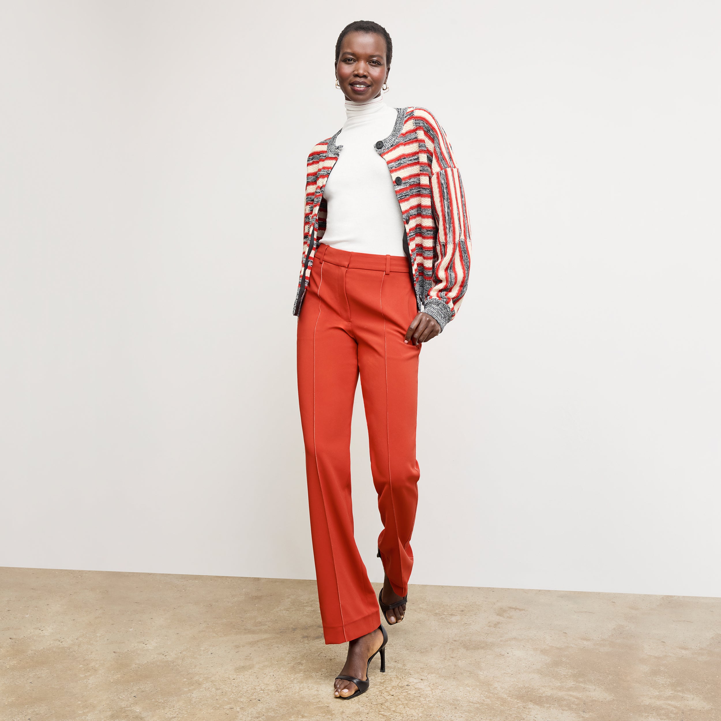 Lowen Jetset Pant - Everyday Crepe Pants with Topstitch Detail in Ginger | Comfortable Women's Trousers for Work, Travel & Casual Wear
