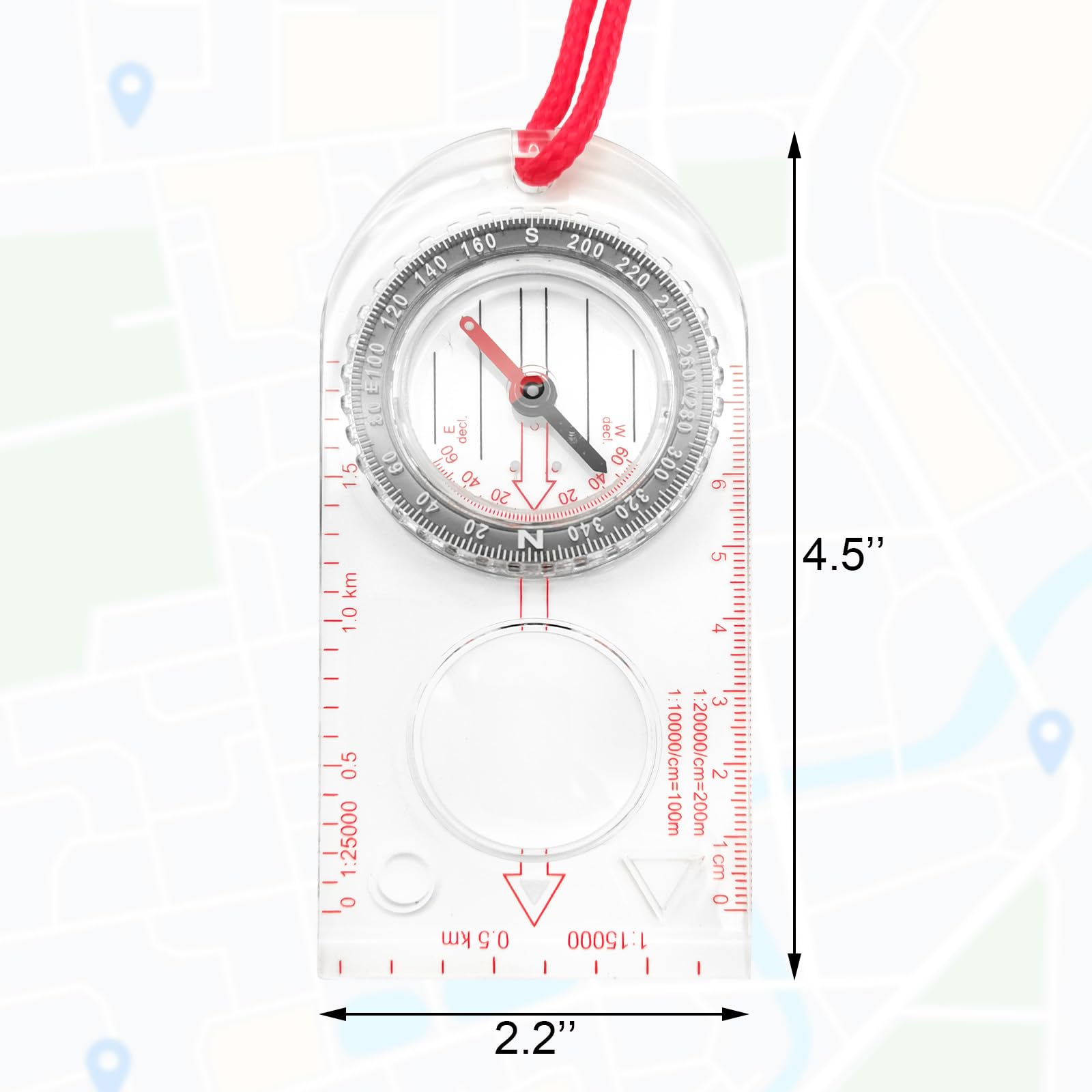 BlingKingdom Multifunctional Waterproof Compass with Map Ruler & Magnifier - Adjustable Lanyard for Hiking, Camping, Outdoor Navigation & Survival Gear | Perfect for Explorers, Backpacking & Map Reading Adventures