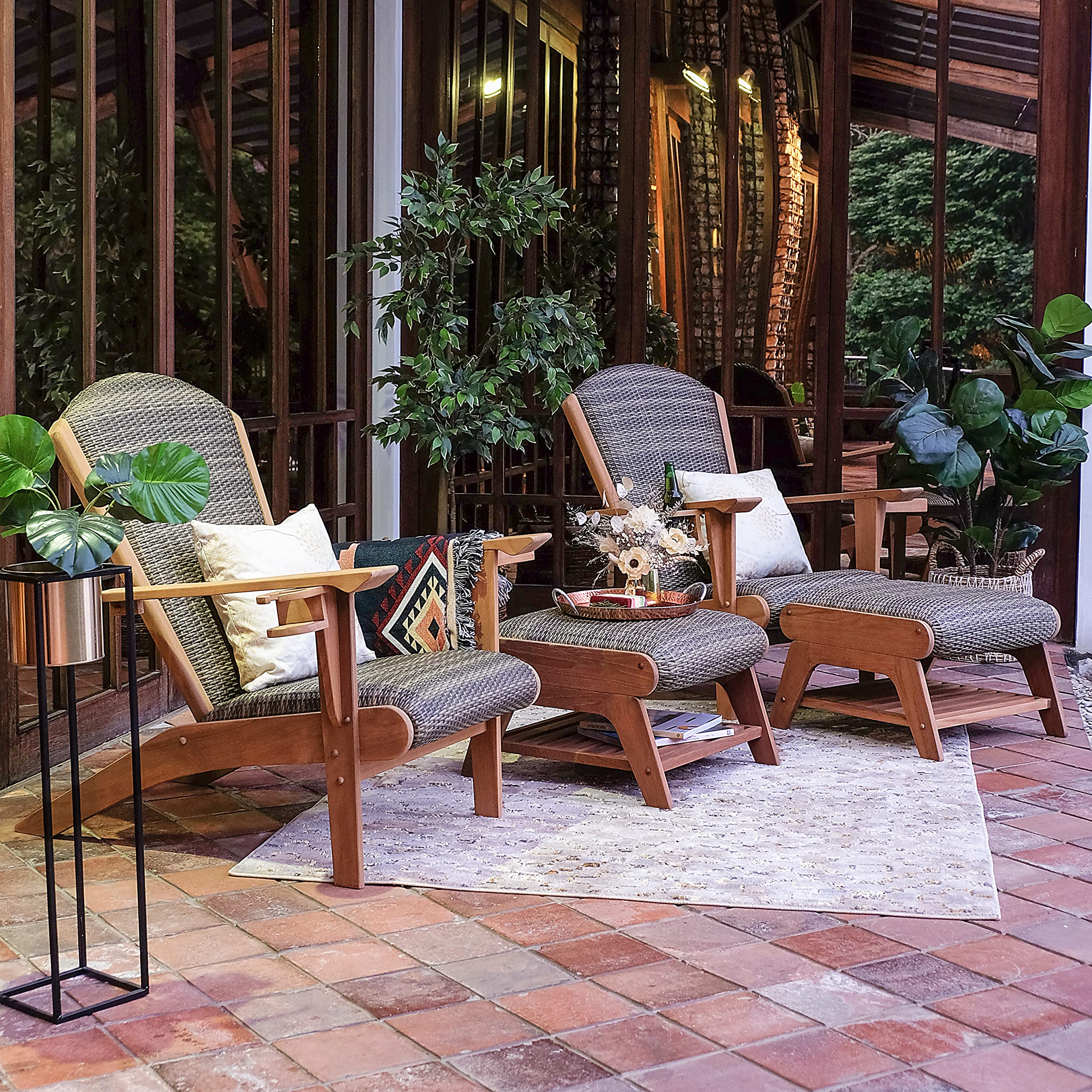 Cambridge Casual Auburn Upholstered Outdoor Ottoman - Water-Resistant Patio Footrest, Perfect for Garden, Deck, Poolside & Porch Relaxation
