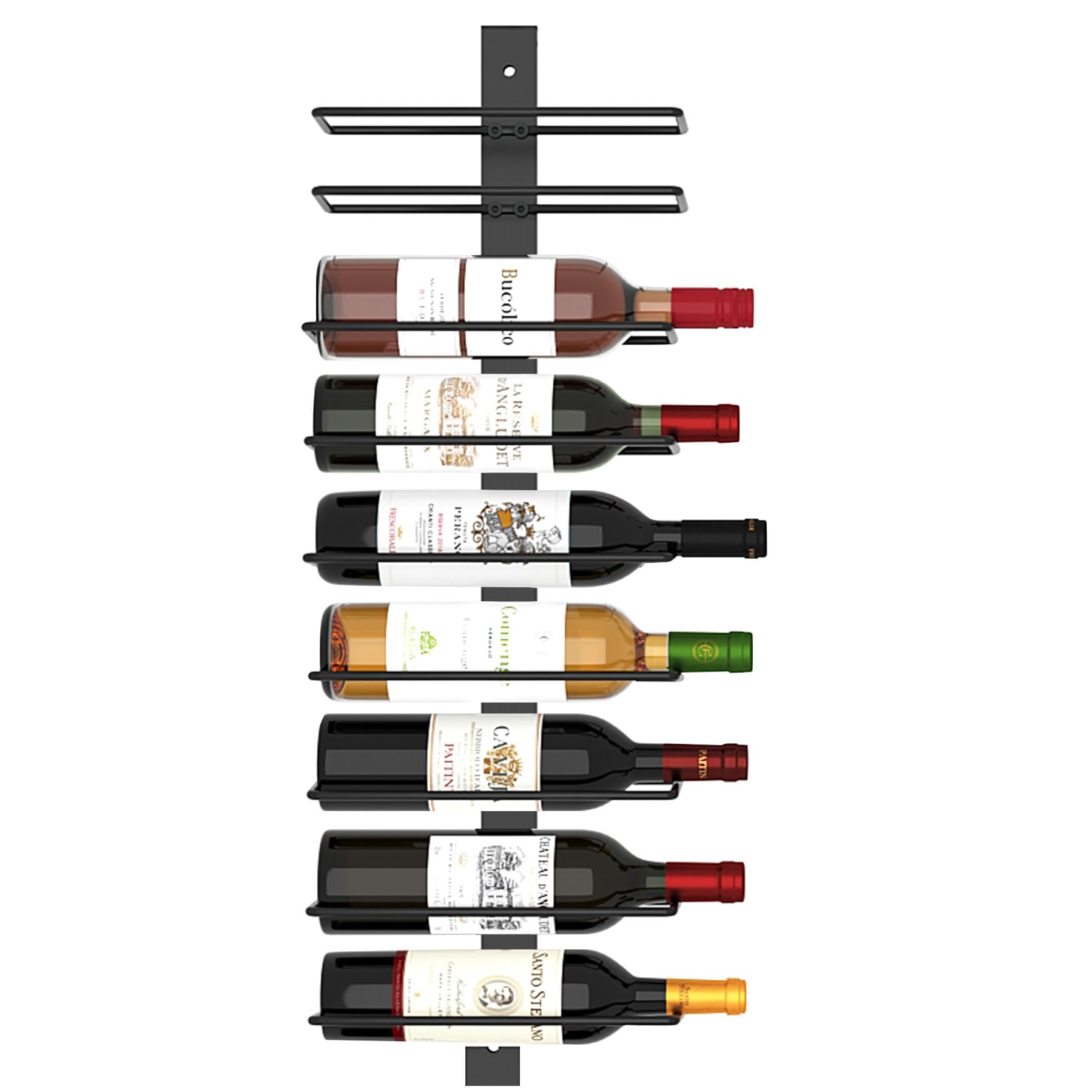 C&AHOME 9 Bottle Wall Mounted Wine Rack - Adjustable & Separable Metal Hanging Wine Holder for Kitchen, Pantry, Bar | Space-Saving Wine Storage Solution for Home & Restaurants