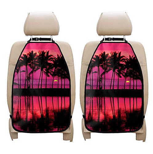 INSTANTARTS 2 Pack Hawaii Palm Tree Car Seat Protectors - Universal Fit Auto Backseat Kick Mats for SUV, Sedan & Van | Waterproof & Washable | Keep Car Seats Clean | Perfect for Beach Trips & Family Vacations