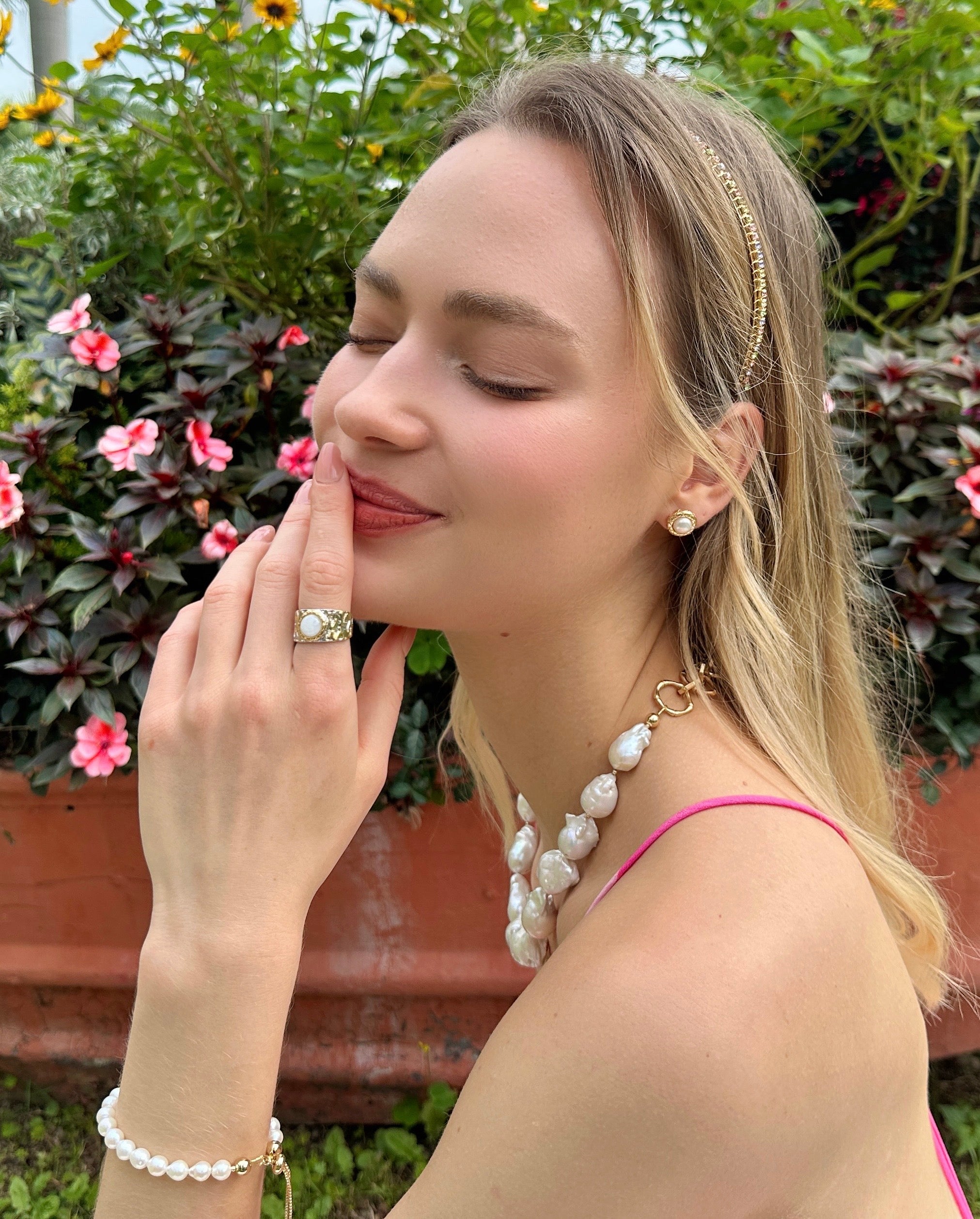 White Moonstone Platinum Plated Brass Adjustable Ring LR009 - Elegant Jewelry for Women, Perfect for Weddings, Parties & Everyday Wear