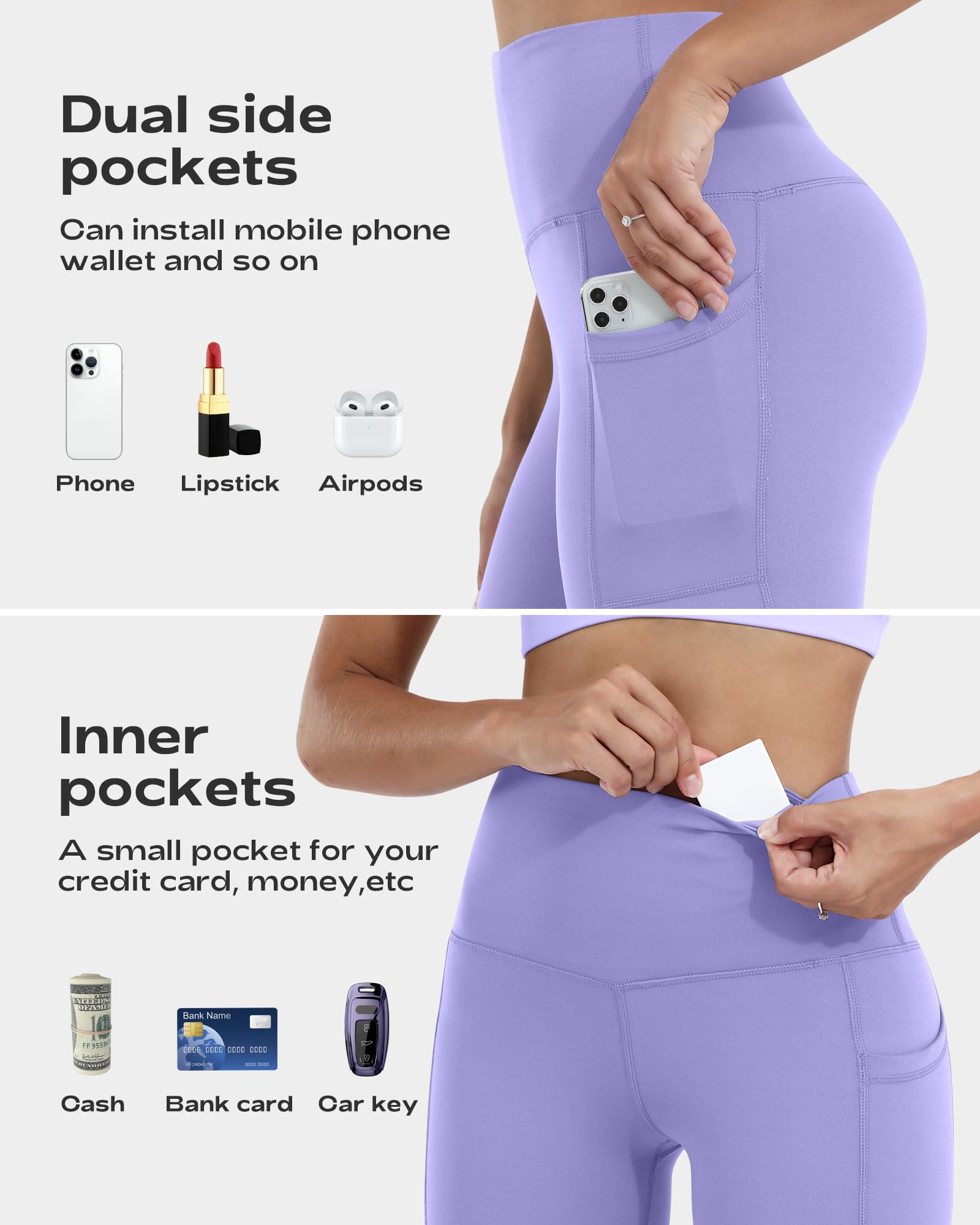 CHRLEISURE Women's High Waisted Yoga Pants with Pockets - Tummy Control Workout Leggings for Running, Gym & Lounge Wear