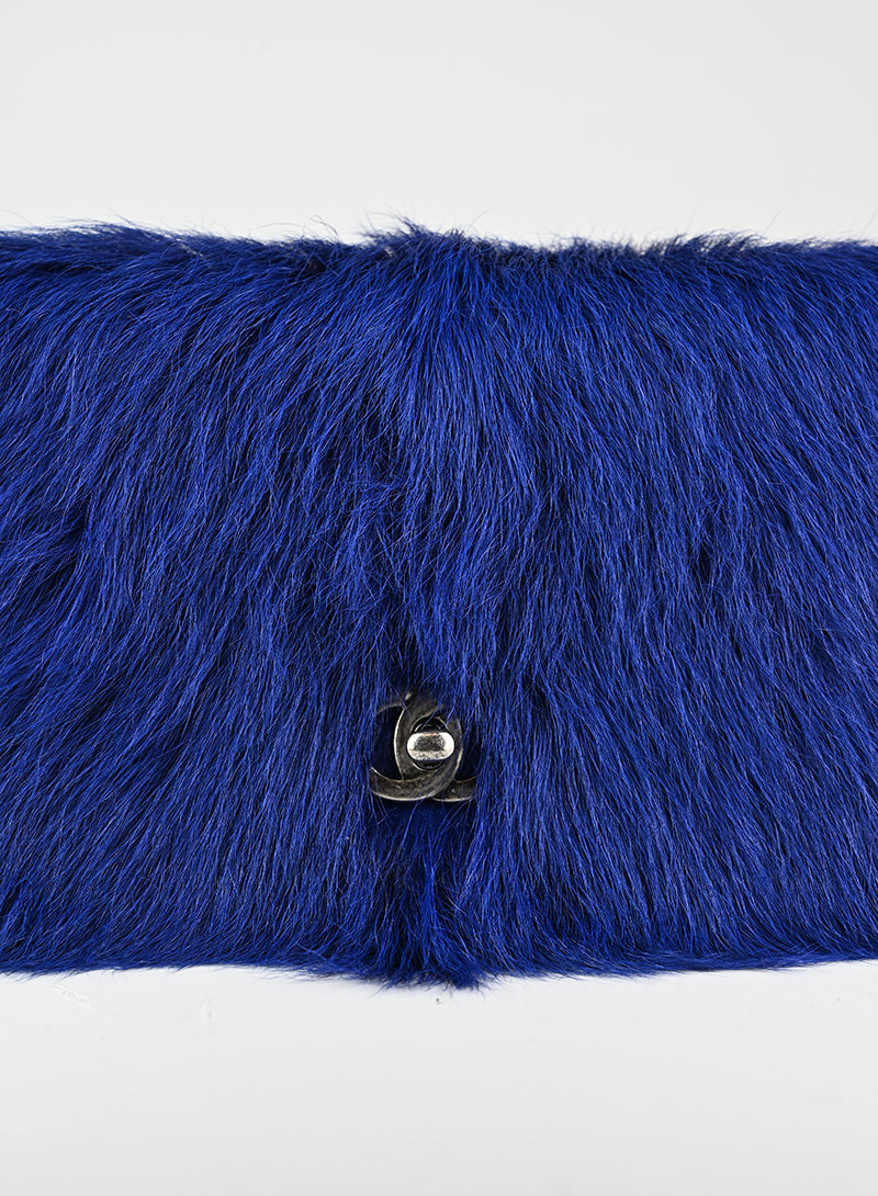 Chanel Blue Fur Crossbody Bag for Women - Luxury Designer Handbag for Evening Parties & Special Occasions