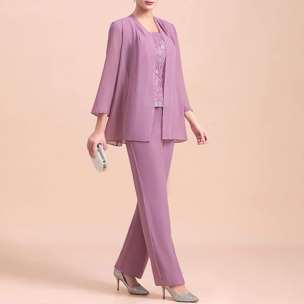Elegant Mother of The Bride Pant Suit Set - 3 Piece Long Sleeve Jacket & Pants for Wedding Guest & Party Occasions | Formal Evening Wear & Special Events Outfit