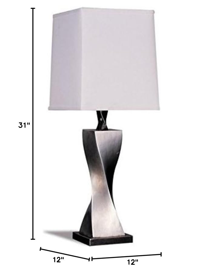 Silver Twisted Base Table Lamp Set of 2 - Modern Bedside Lighting for Bedroom, Living Room & Office Decor