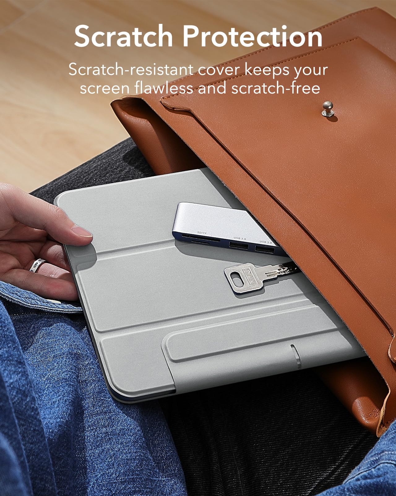 ESR Magnetic iPad Air 11 Inch Case for M3/M2 (2025/2024/2022/2020 Models) - Slim Trifold Stand Cover with Pencil Pro & USB-C Pencil Support, Durable Protective Shell in Grey - Perfect for Work, Travel & Home Use