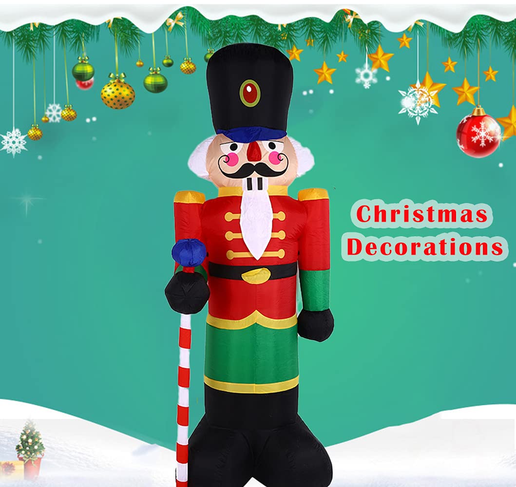 8ft LED Lighted Nutcracker Soldier Christmas Inflatable Decor - Outdoor Holiday Yard Decoration for Garden, Lawn & Christmas Party (Waterproof, Easy Setup) - Perfect for Front Yard Displays, Holiday Festivities & Seasonal Cheer