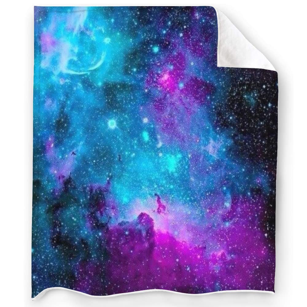 Purple Galaxy Blanket - Ultra Soft & Warm Flannel Star Throw Blanket for Couch, Bed, Sofa - Space Themed Gift for Kids, Adults, Men & Women - Perfect for Cozy Nights, Stargazing & Home Decor