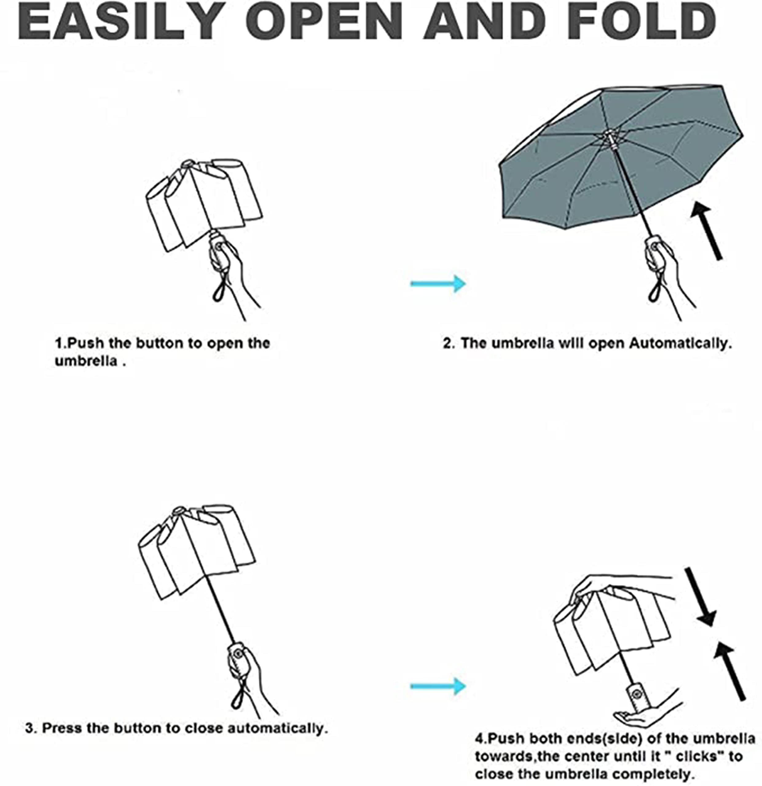 Erised's Bifrost Lightweight Compact Travel Automatic Folding Umbrella - Golden 8 Ribs, Auto Open/Close Button, Portable Design with Ergonomic Handle, 99% UV Protection for Rain & Sun - Perfect for Backpacking, Commuting, and Outdoor Activities (Women & Men)