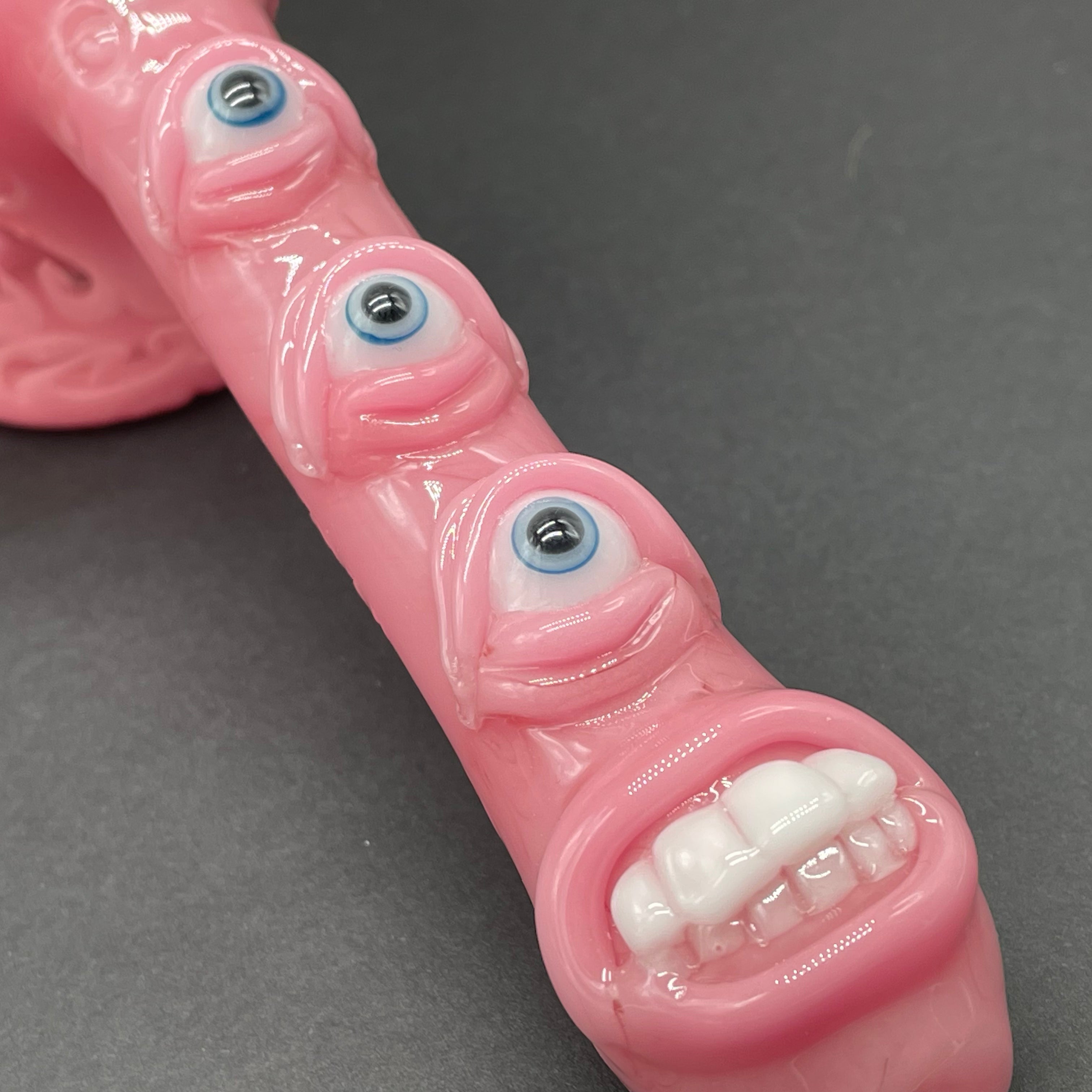 Pink Evil Eye Bubbler Glass Pipe - Handmade Smoking Accessory for Herbal Use | Perfect for Relaxation, Meditation & Spiritual Rituals