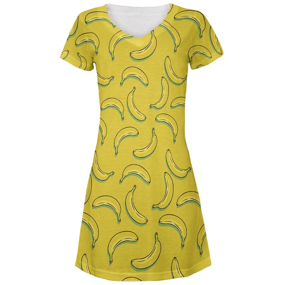 Bananas All Over Juniors Cover-Up Beach Dress - Medium, Multicolor | Perfect for Pool Parties, Beach Vacations & Summer Outings