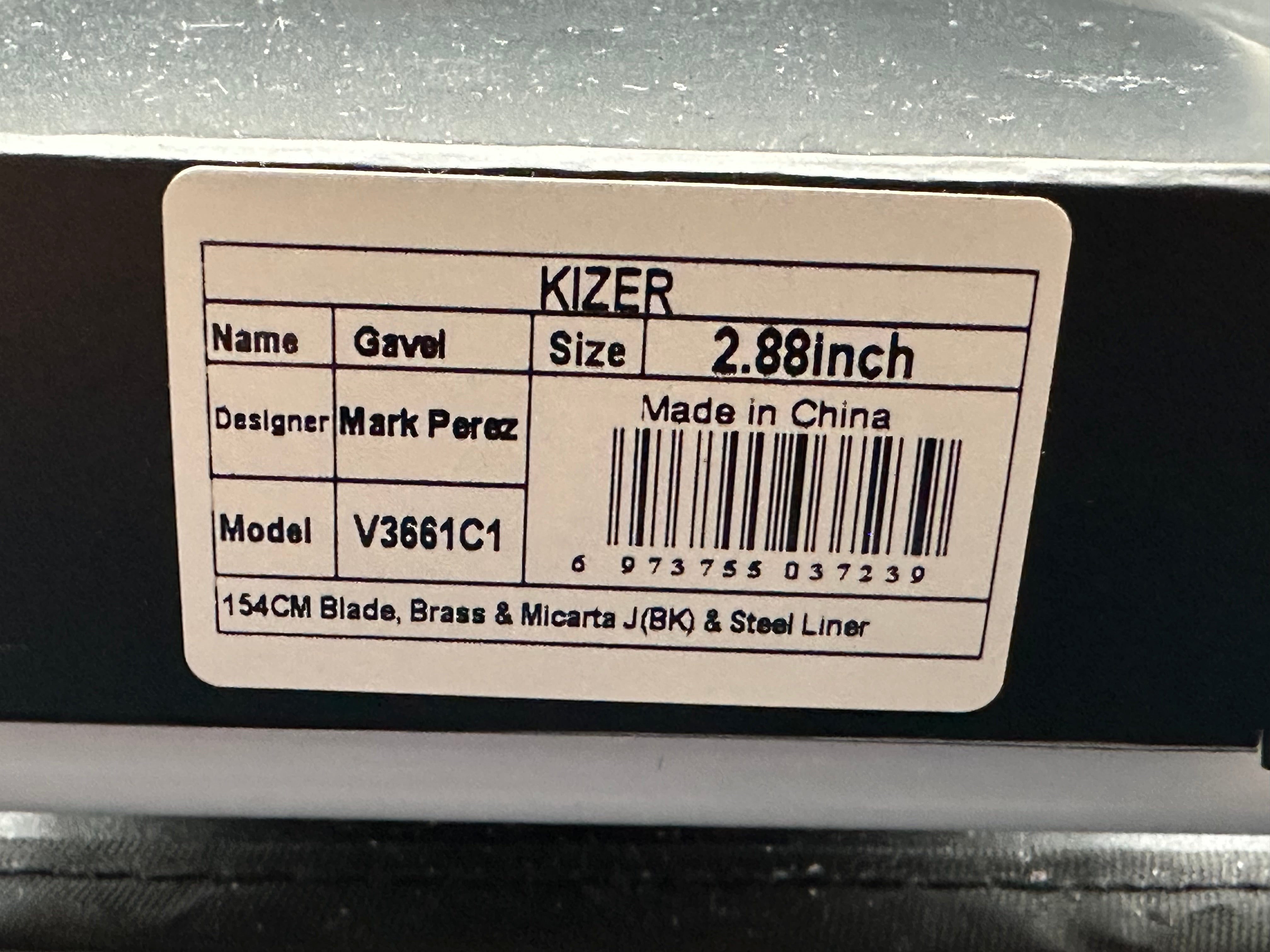 KIZER GAVEL Pocket Knife - 154CM Stainless Steel Blade, Brass/Micarta Handle, Liner Lock Design V3661C1 - EDC Folding Knife for Outdoor, Camping & Everyday Carry